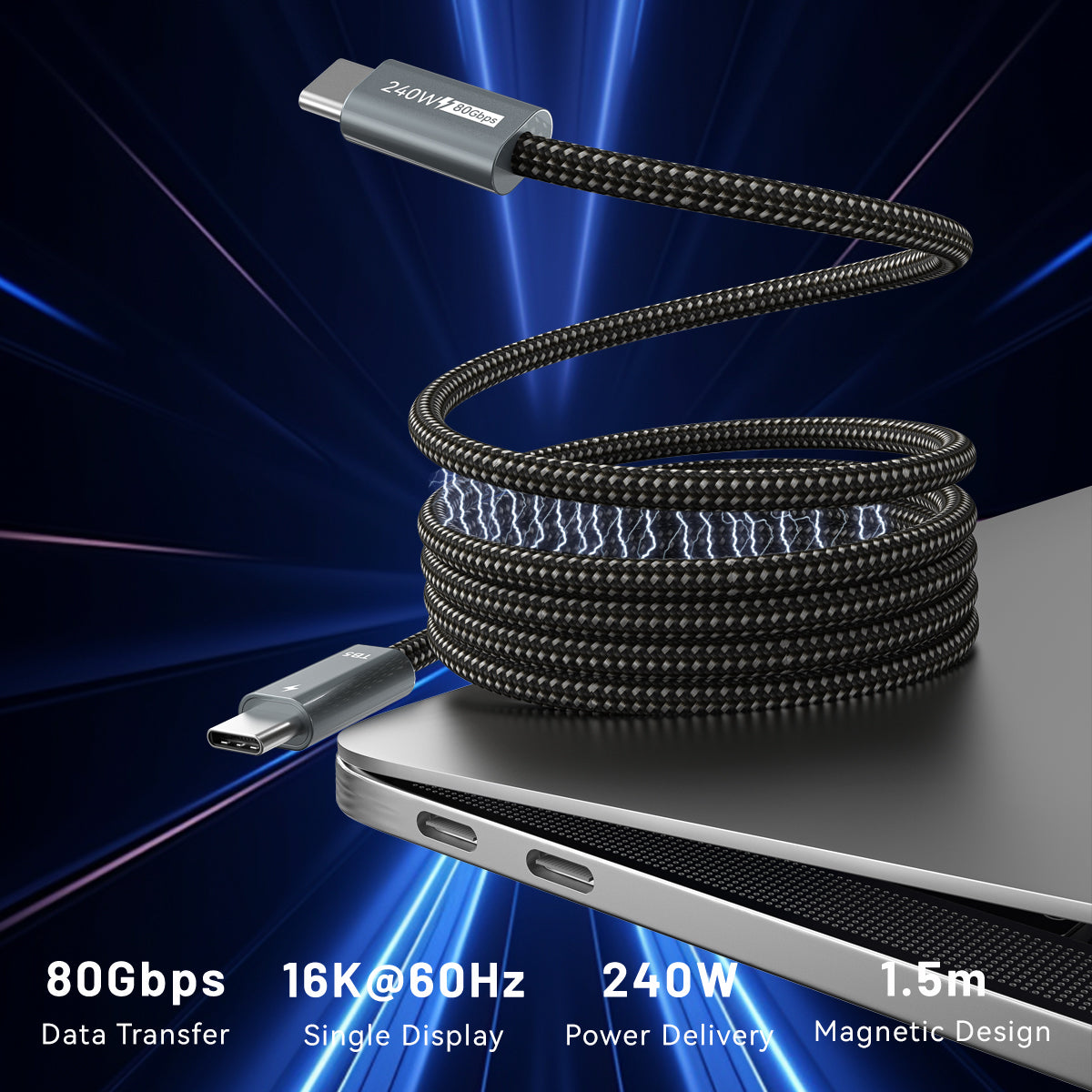 InnoCable - 240W Magnetic 80Gbps Thunderbolt 5-Compatible Cable (Pre-Order)