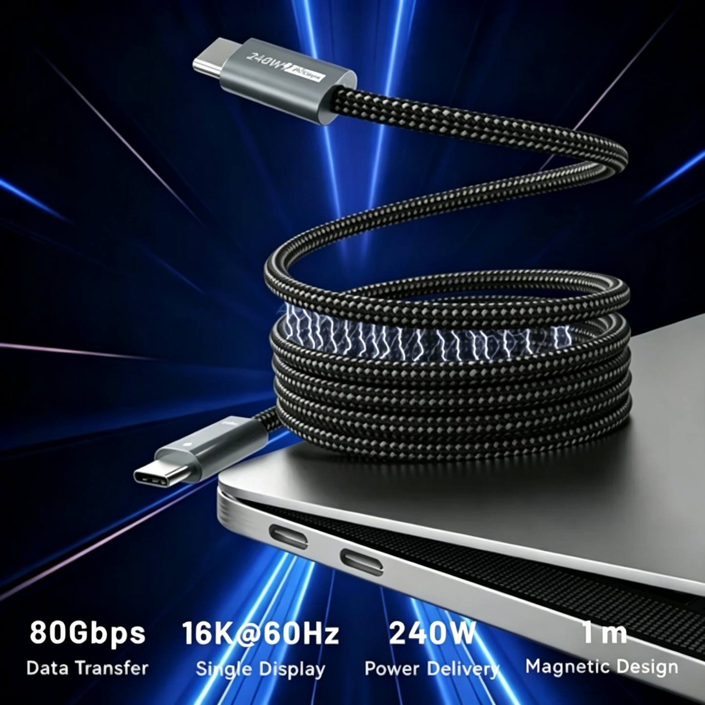InnoCable - 240W Magnetic 80Gbps Thunderbolt 5-Compatible Cable